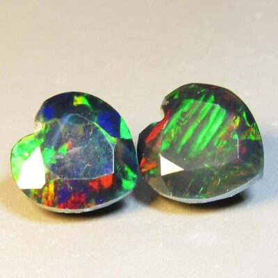 4,65 карата натуральный цветной игровой черный опал сердце подходящая пара драгоценных камней Эфиопия-VDO - Изображение 1 из 4