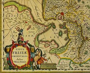 Historische Landkarte Ostfriesland Friesland Oldenburg Jever Emden Aurich 1658