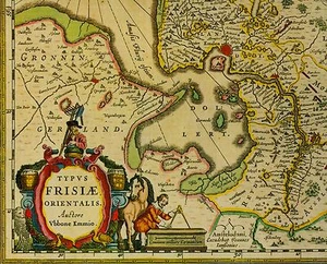 Historische Landkarte Ostfriesland Friesland Oldenburg Jever Emden Aurich 1658 - Bild 1 von 10