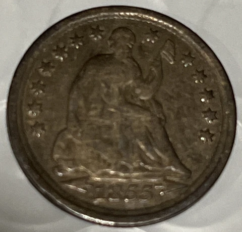 1855-With Arrows Silver Seated Liberty Half Dime EF / AU Awesome High Grade Coin Cover