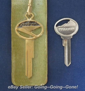 SET FORD FALCON & RANCHERO GOLD CREST KEY BLANK + FALCON LOGO KEY TRK/GB 1959-65 - Picture 1 of 9