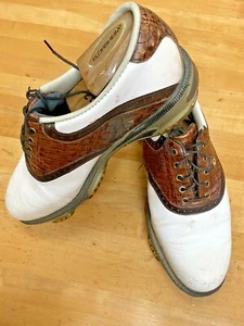Men's Golf Shoes FootJoy Dryjoys Tour White & Brown Leather $200+ size 7.5 53612 - Picture 1 of 15