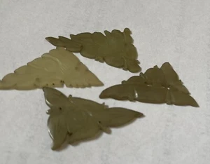 Antique 4 Chinese Qing Carved Jade Button hat Ornaments Nephrite Jadeite 7.2 gm - Picture 1 of 2