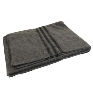 Authentic Rothco Grey Military-Style Heavyweight Wool Blanket with Stripes - Picture 1 of 5