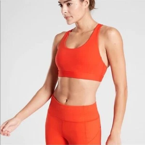 Athleta Ultimate Racerback Sports Bra Women’s Medium Vermilion Orange Neon - Picture 1 of 8