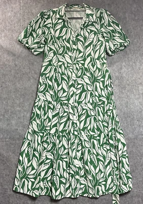 Soft Surroundings Dress Womens Medium Green Geometric Pockets Linen Blend Boho - Image 1 of 4