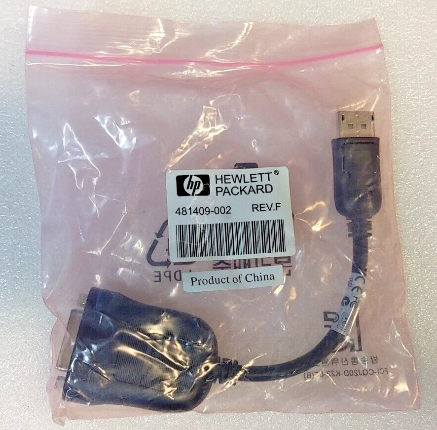 Display Port To DVI-D Adapter Cable HP 481409-002  REV.F - Image 1 of 4