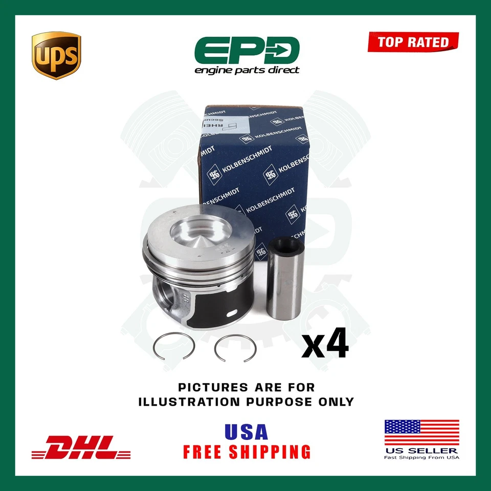 BMW N47 MINI Pistons Set x4 R56 N47D20 118d 120d 220d 320d 420d 2.0L Branded - Image 1 of 1