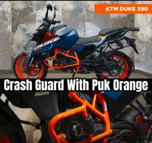 "CRASH GUARD WITH PUCK SLIDER, ORANGE" FIT FOR KTM DUKE 200 /250/ 390/390 GEN 3 - Picture 1 of 6
