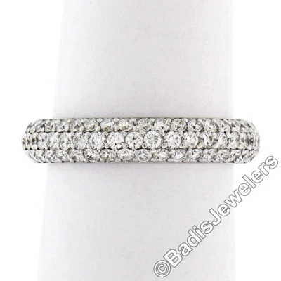 Anillo banda de eternidad Javda oro blanco 14K 2,50 ctw diamantes 4,15 mm abovedado 3 filas talla 7 Foto 1 de 4