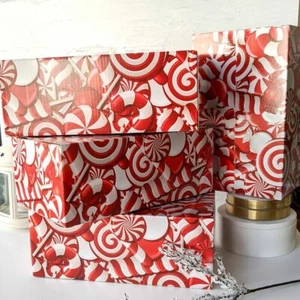 Christmas Designer Gift Shipping Mail Boxes 10x6x4 Candy Canes Design 10 Set - Picture 1 of 3