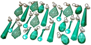 24 Chandelier Crystals Tree Decorations Jade Green Beads Prisms Sun Catchers - Picture 1 of 12