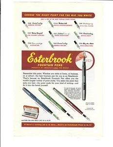 1950 Esterbrook Fountain Pens The Right Point For the Way You Write Ephemera Ad - Picture 1 of 1