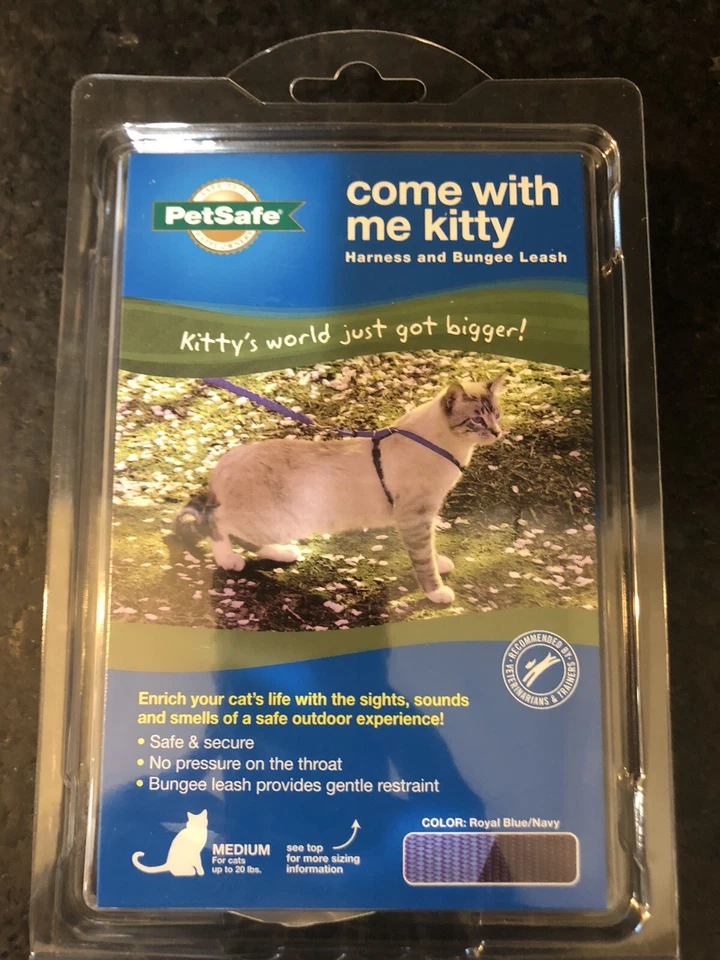 PetSafe Come With Me Kitty Cat Harness & Bungee Leash, SZ Medium Royal Blue/Navy - Image 1 of 4