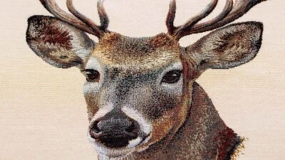 MARKENLOS Hirsch Panel Walther II Gobelin Kissen- und Taschenpanel 47x47cm Hirschstoff