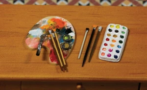 Artists Palette, Brushes & Paints for 12th Scale Dolls House (5823) - Picture 1 of 1