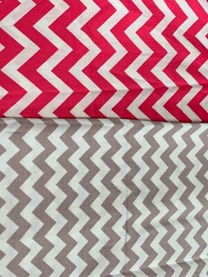 Chevron Pattern Cotton Fabric Bundle Pink Tan Quilting Sewing - Image 1 of 4