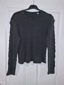 Womens ONLY Ribbed Long Sleeve Top grey - Arm Cut-out Details 100% Cotton - Picture 1 of 6