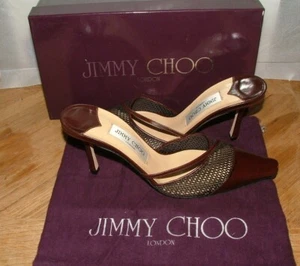WOMENS JIMMY CHOO LONDON SANDALS HEELS SIZE 8 1/2 BROWN LEATHER #395 - Picture 1 of 9