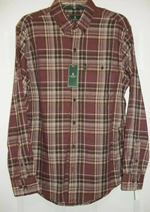 G.H. Bass & Co. Men's Shirt Size Small Button Front LS Plaid Brown NWT - Picture 1 of 7