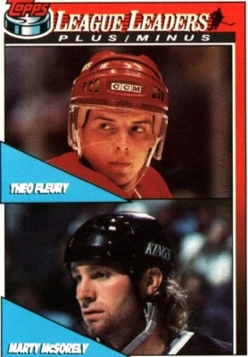 T Fleury  M McSorely League Leaders Plus Minus Ice Hockey Card No 322 1991 - Image 1 of 2