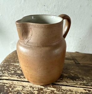 Vintage French Stoneware Handmade Small Cream Jug - Picture 1 of 4