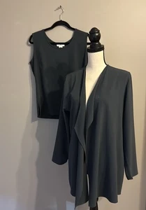 Emmelle Blue Long Sleeve Open Cardigan/Matching Shell. Size Medium  - Picture 1 of 12