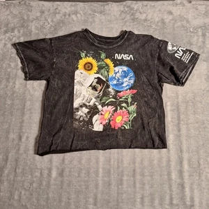 Fifth Sun Nasa Flower T-shirt Women Crop Top Size Medium Space Stone Wash Floral - Picture 1 of 7