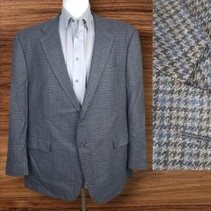 Chaps Blazer Sport Coat Mens 48R Multicolor Houndstooth Soft Tweed Wool - Picture 1 of 9