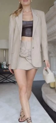 Zara ZW COLLECTION Conjunto Falda Blazer Beige Floral XS Foto 1 de 4