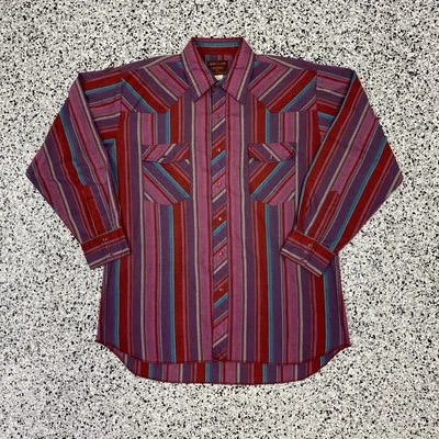Camisa Rustler Vintage Extra Grande Colas X Largas Perla Camisa A Presión Abotonada Púrpura Foto 1 de 4