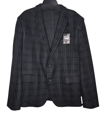 J Ferrar JF Mens Black Plaid Knit Blazer Size XL 46/48 Reg Slim Fit Stretch $160 - Image 1 of 4