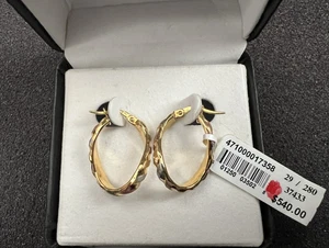 14K Tri-Color Gold 1" Hoop Earrings, 1.8 grams,  NIB - Picture 1 of 8
