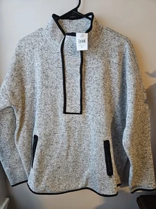 J.Jill Fit Damen Fleece Pullover Sweatshirt grau schwarz Besatz Medium neu mit Etikett kuschelig - Bild 1 von 11