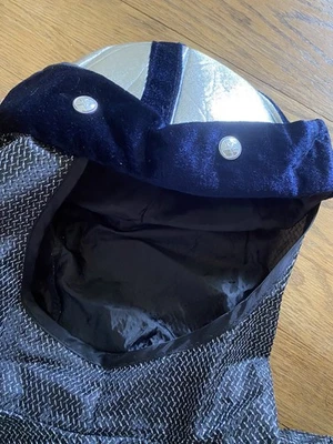 Knight's Helmet Head Piece Costume Silver, Metallic Fabric Accessory - Image 1 of 4