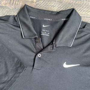 Nike Golf Dri Fit Poloshirt Herren XL schwarz feuchtigkeitsableitend Performance Big Swoosh Logo - Bild 1 von 6
