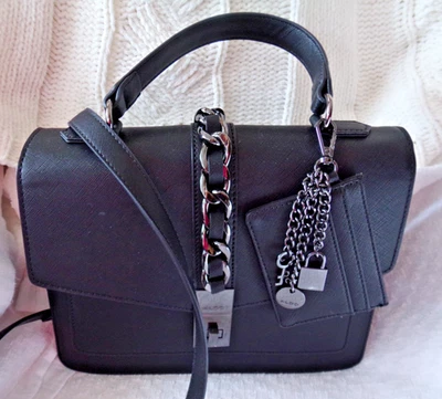 Cartera bandolera ALDO negra con asa superior ~ bolso de mano ~ cadena negra ~ nueva sin etiquetas ~ cuero sintético Foto 1 de 4