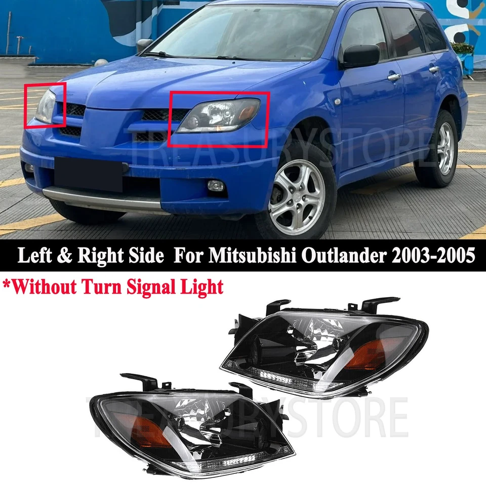 For MITSUBISHI Outlander 2003-2005 LH & RH Head Lamp Headlights Assembly W/OBulb - Image 1 of 4