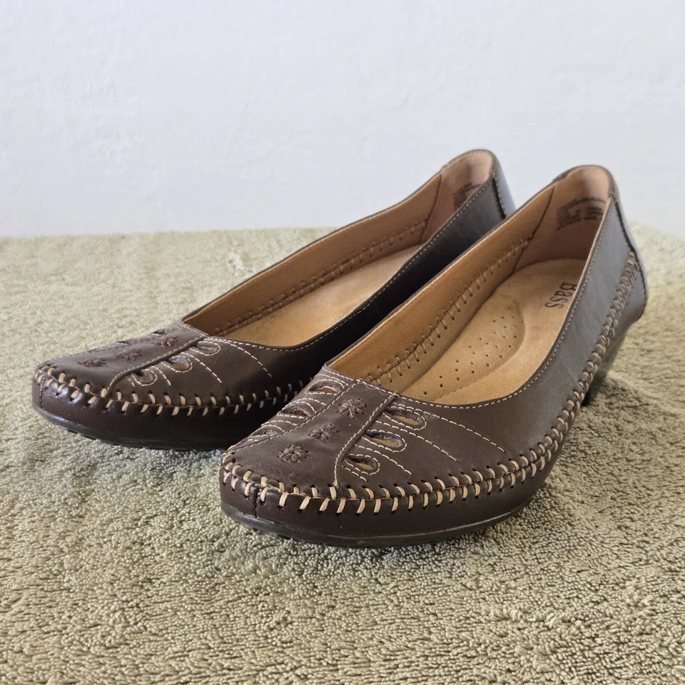 Zapatos planos GH Bass para mujer de cuero marrón cómodos talla 9M recortes de costura sin usar, en caja Foto 1 de 4