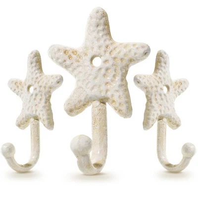  3 Pcs Decorative Hooks Bathroom Star Design Wall Nautical Hanging - Image 1 of 4