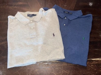 To Ralph Lauren, Long Sleeve Polos In Size 4 Xl -beige, Blue ￼￼￼ - Image 1 of 4