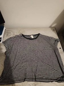 Crop top nero a righe H&M taglia L.A - Foto 1 di 4