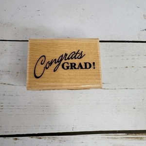Inkadinkado Congrats Grad Wood Mounted Rubber Stamp Graduation Crafts Cards - Picture 1 of 5