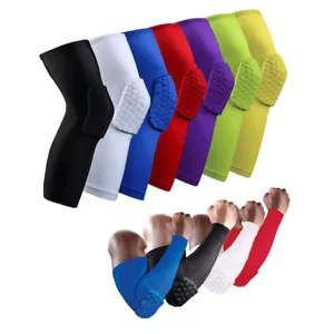 Shockproof Breathable Honeycomb Sock Long Knee Pads Brace Protector Sleeve Pads - Picture 1 of 23