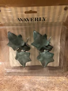 WAVERLY Ivy Leaf Finials Unused New Green Verdigris By Kirsch for 1" Rod - Picture 1 of 2