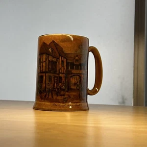 Vintage 5" OLD COACH HOUSE STRATFORD Mug Tankard Stein Wood and Sons Dark Brown - Picture 1 of 15