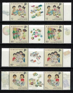 SINGAPORE 2024 CHILDHOOD HOBBIES GUTTER PAIRS OF 8 STAMPS (2 SETS) IN MINT MNH - Picture 1 of 3