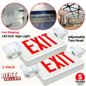 2-STCK. rot UL-gelistet Not-LED Ausgangsschild Feuerwiderstand Dual Lampen Batterien - Bild 1 von 17