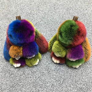 Cute Rabbit Fur Bunny Fluffy Rabbit Keyring Bag Pendant Furry Keychain Gift New - Picture 1 of 5