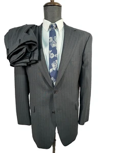 BROOKS BROTHERS Para Hombres Gris ELASTIZADO Rayas Plisado 2 Piezas Traje 43R Chaqueta 36x30 Pantalón - Imagen 1 de 13